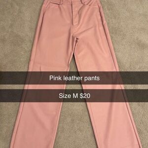 Nordstrom Pink Straight Leg Leather Pants